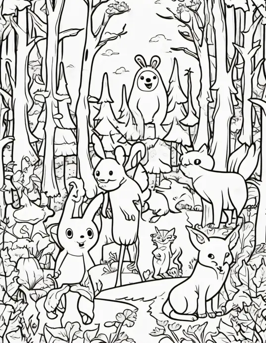 Spooky Forest Creature Coloring Page