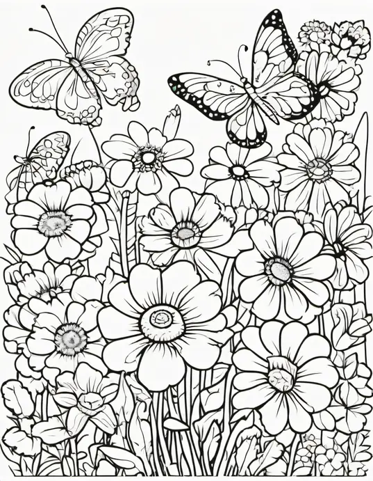 Butterfly Garden Coloring Patterns for Kids