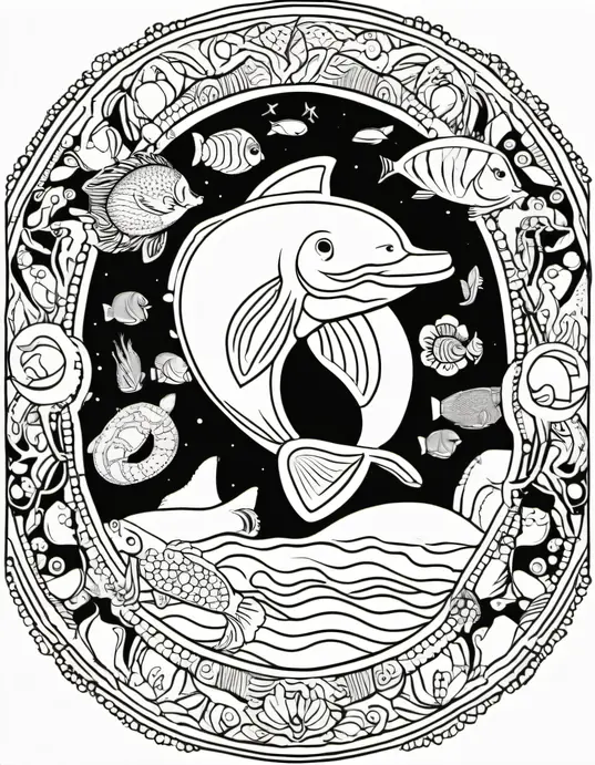 Colorful Ocean Mandala for Kids Coloring Page