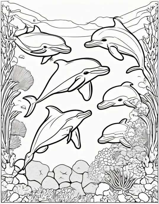 Colorful Underwater Dolphin Friends Scene