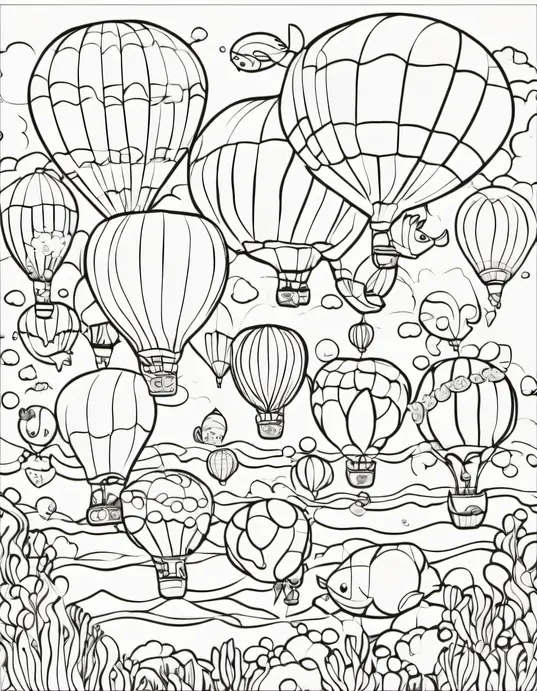 Colorful Underwater Balloon Parade Scene for Kids
