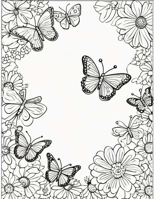 Sunny Day Butterfly Coloring Page