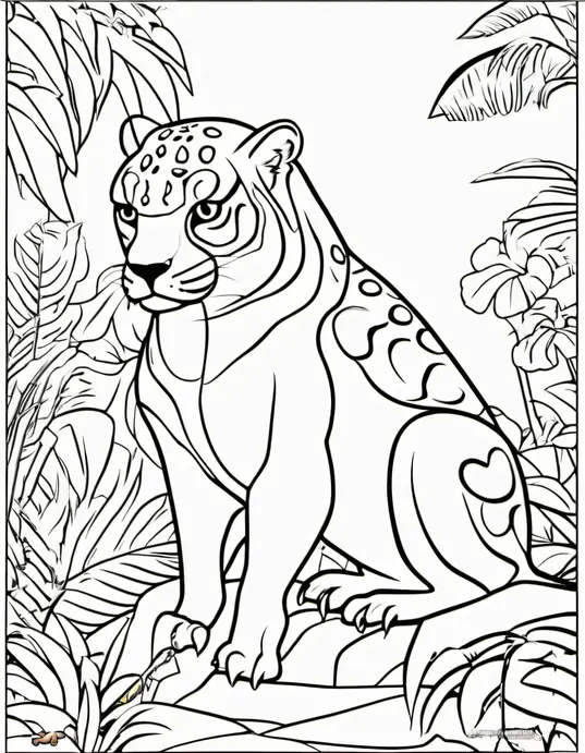 Exotic Rainforest Jungle Animals Coloring Page