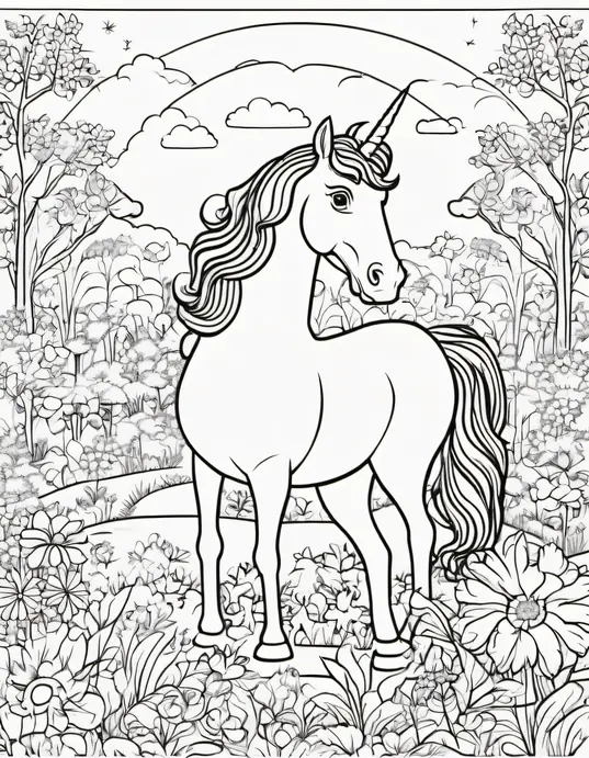 Explore Magical Unicorn Garden Coloring Pages