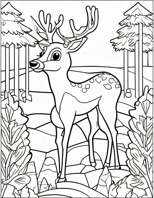 Christmas Reindeer Coloring Page Delight
