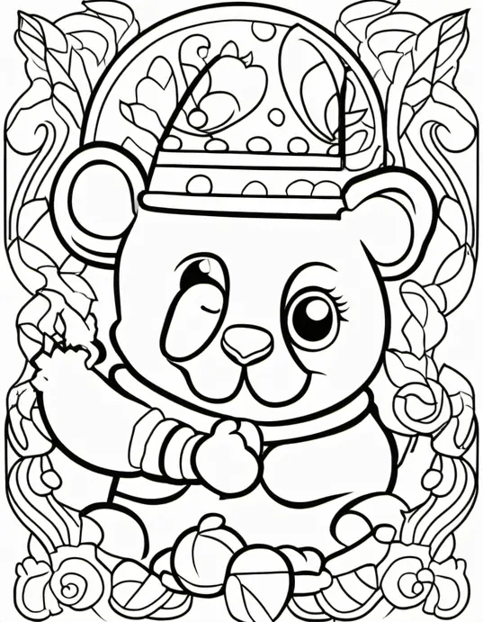Cute Puppy Coloring Page with Rainbow Collar
