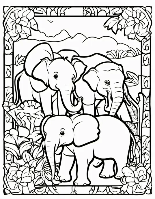 Colorful Jungle Safari: Baby Elephant and Friends