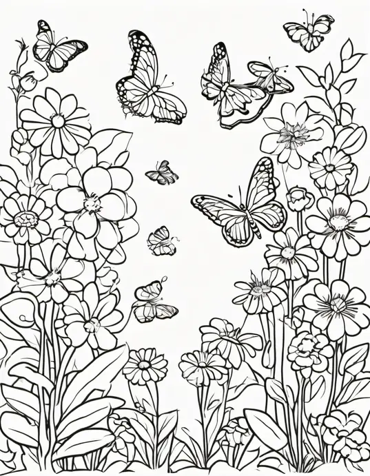 Butterfly Garden Coloring Patterns for Kids