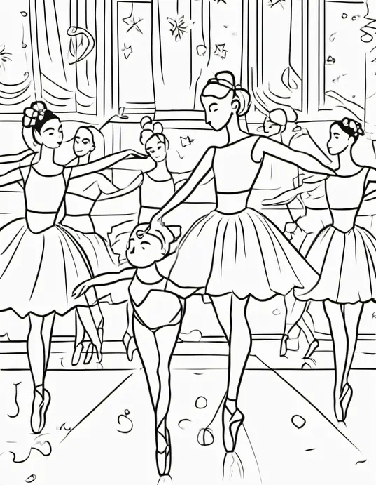 Colorful Ballet Dancers Party Scene