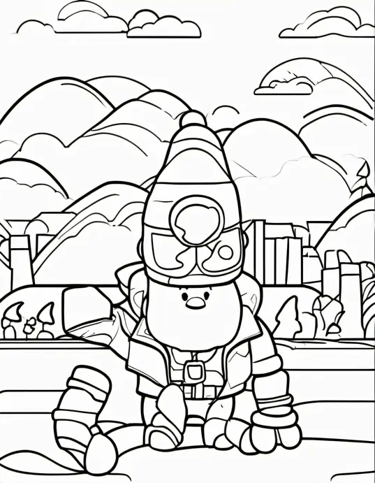 Unicorn Birthday Party Coloring Scene