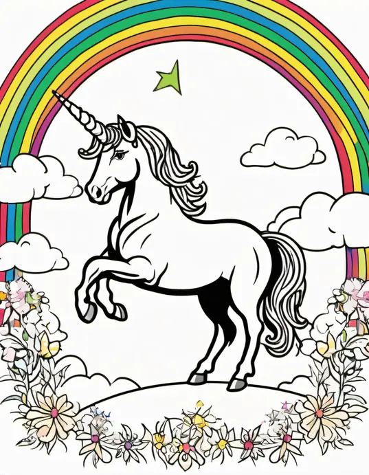 Colorful Unicorn Rainbow Adventure Scene