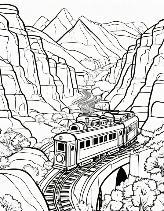 Color Trains Chugging Through Mountain Tunnels