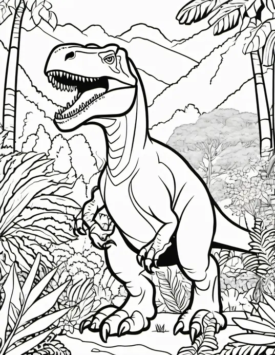 Tyrannosaurus Rex Rainforest Coloring Page