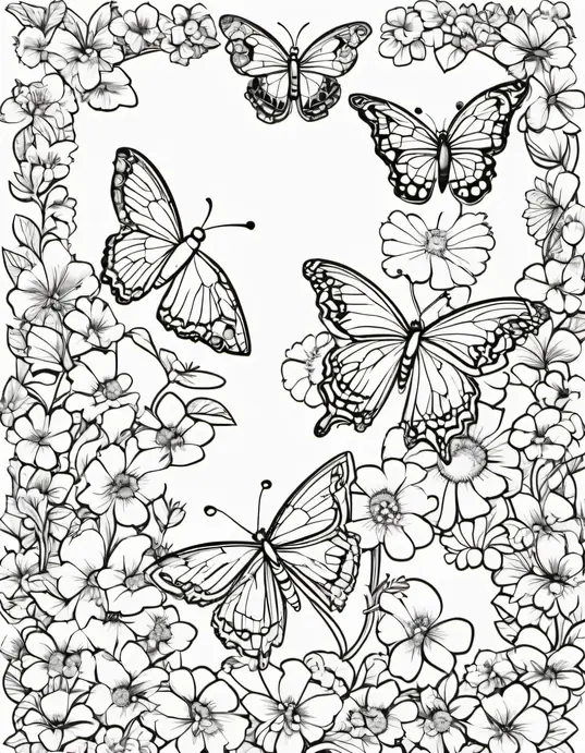 Butterfly Garden Coloring Patterns for Kids