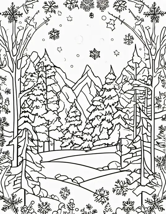 Snowflake Forest Coloring Adventure