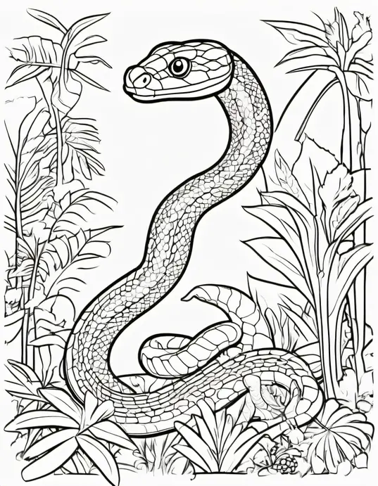 Colorful Rainforest Snake Encounter Scene