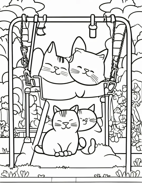 Colorful Cat Playground Scene for Kids