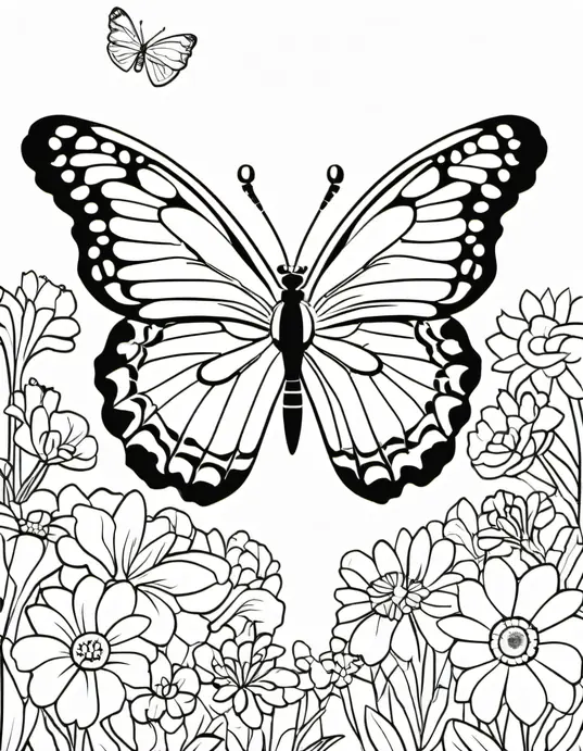 Butterfly Garden Coloring Page for Kids