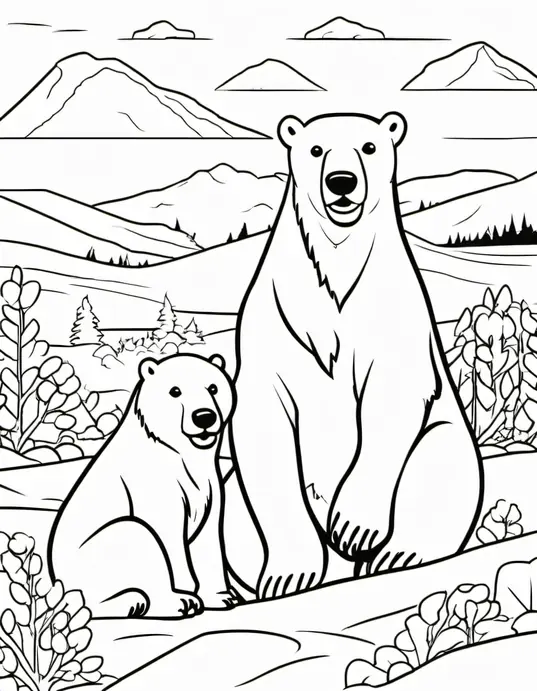 Explore Polar Bear Cubs Coloring Page