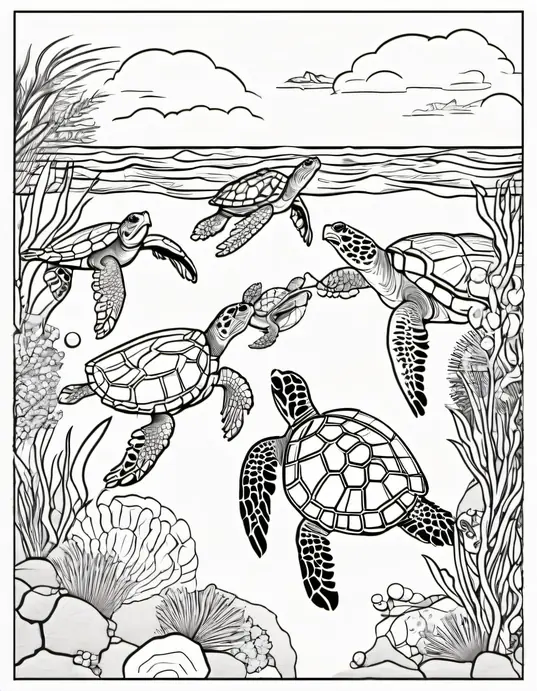 Turtle Beach Coloring Adventure