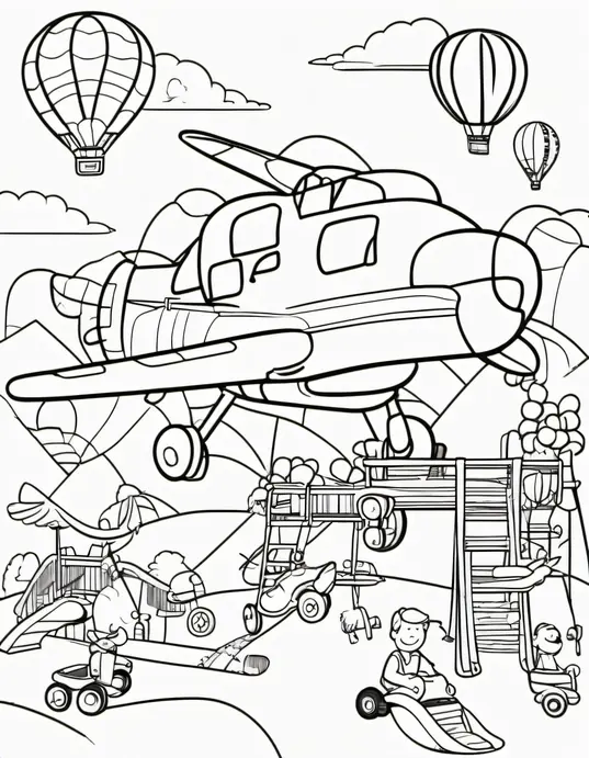 Color and Explore: Cute Airplane Playground
