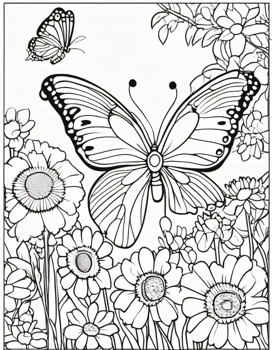 Colorful Garden Butterfly Adventure Scene