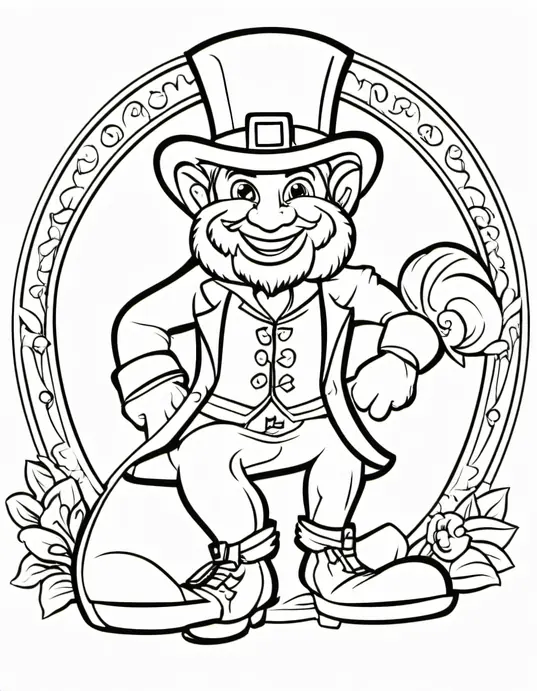 Leprechaun Rainbow Coloring Page