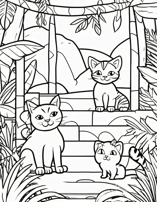 Colorful Kitten Playground Jungle Scene