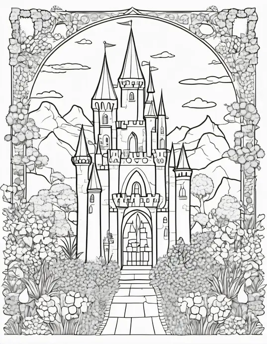 Enchanted Castle Coloring Page for Kids