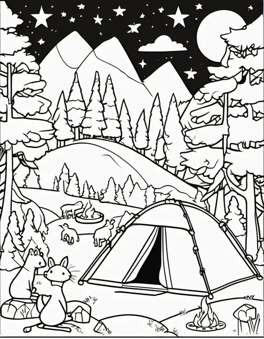Color Campfire Tales: Nighttime Forest Friends