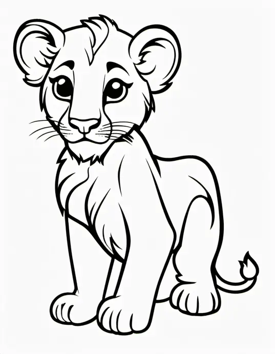 Cute Lion Cub Coloring Page