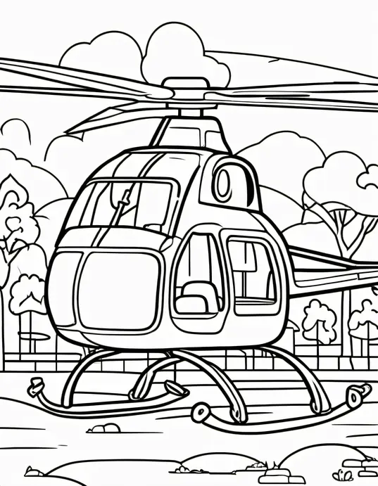 Colorful Helicopter Playground Scene for Kids