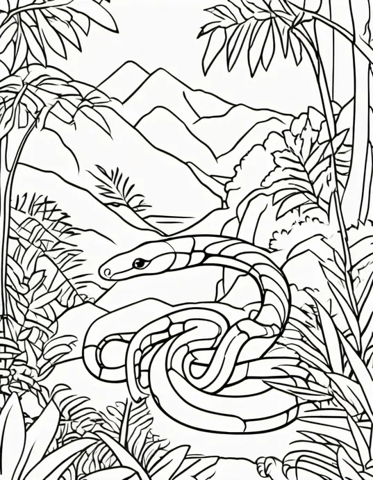Colorful Rainforest Snake Adventure Scene