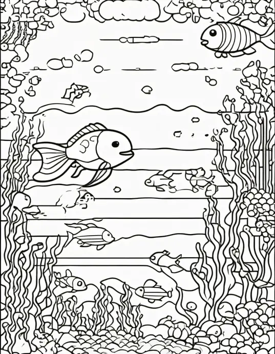 Pixel Art: Underwater Sea Creature Coloring Scene