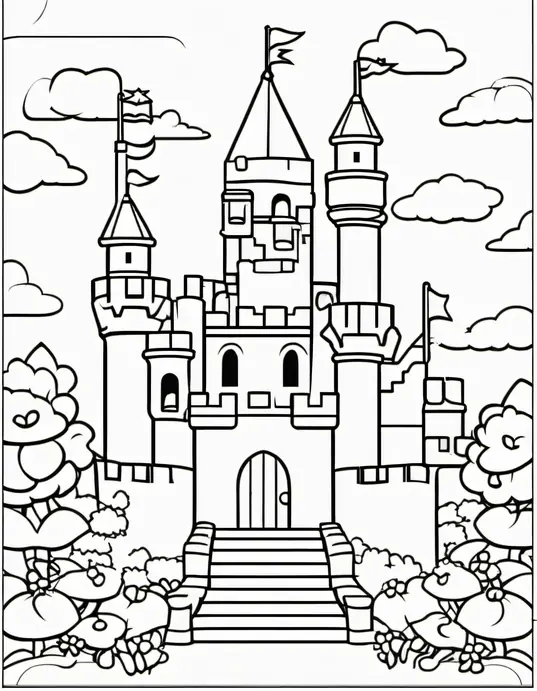 Super Mario Castle Coloring Page for Kids