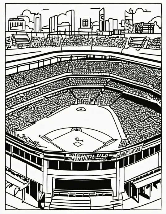 Color Baseball Stadiums and Cheerful Mascots