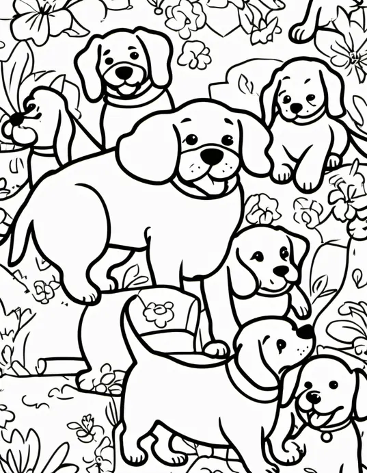 Puppy Playtime Coloring Scene