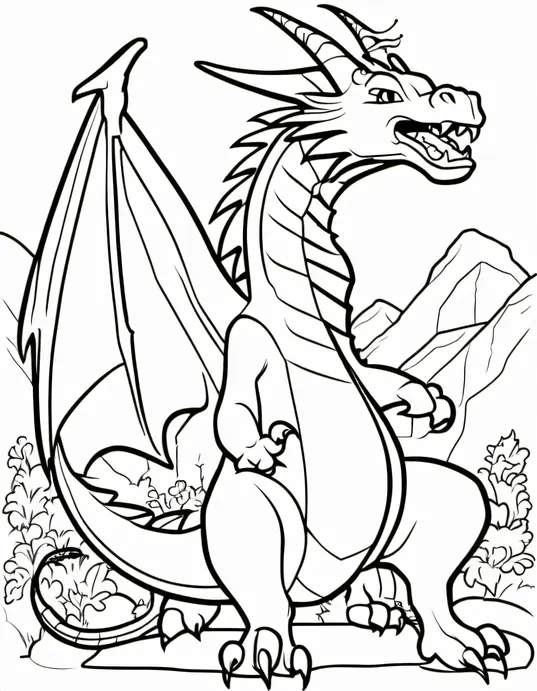 Anime-Styled Dragon Coloring Page for Kids