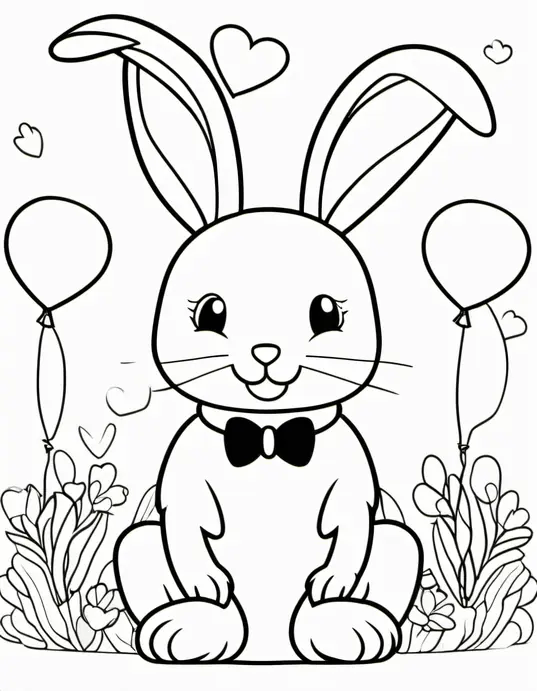 Sweet Valentine's Day Bunny Coloring Page
