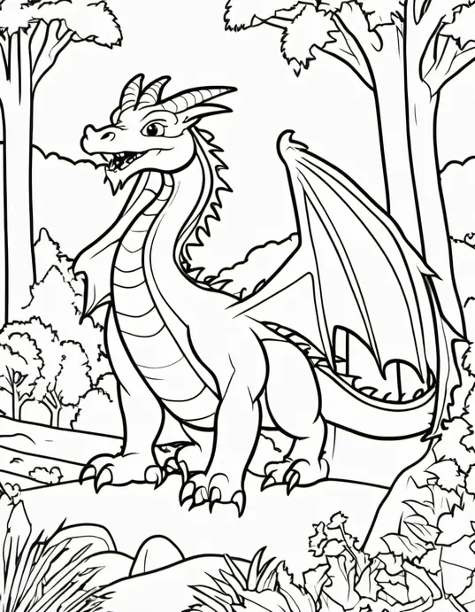 Colorful Dragon Forest Scene for Kids