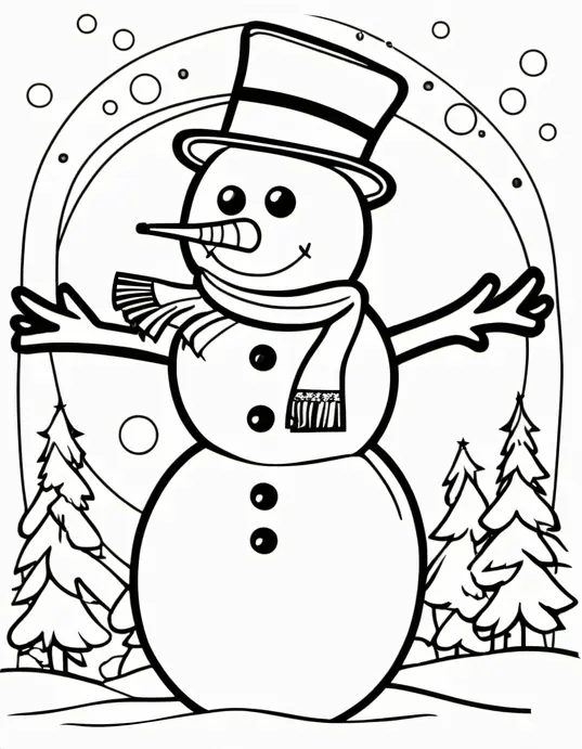 Snowman Coloring Page: Jolly Jack Frost Fun!