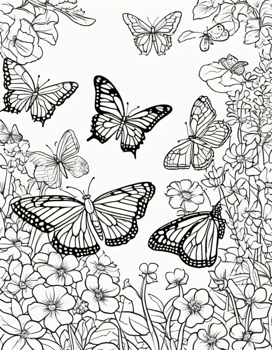 Butterfly Garden Coloring Scene