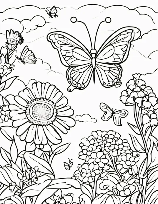 Butterfly Garden Coloring Patterns for Kids