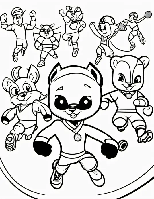 Olympic Animal Parade Coloring Page