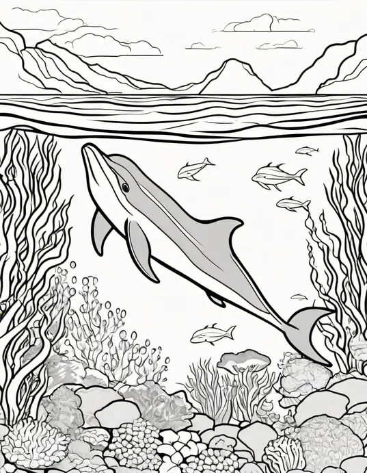 Colorful Dolphin Underwater Reef Scene
