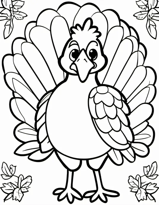 Turkey Feather Color-in Fun: Happy Thanksgiving Scene