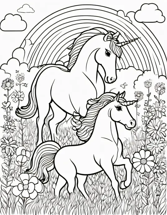 Color Happily: Unicorn Meadow Sunset