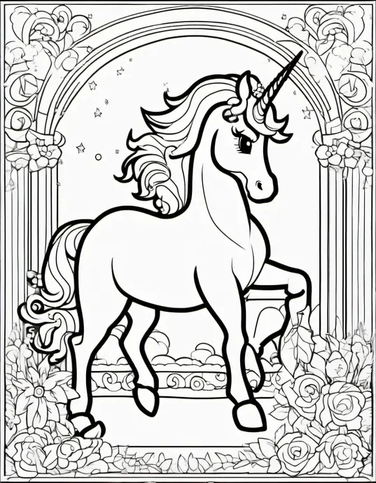 Magical Unicorn Coloring Page in Toy World
