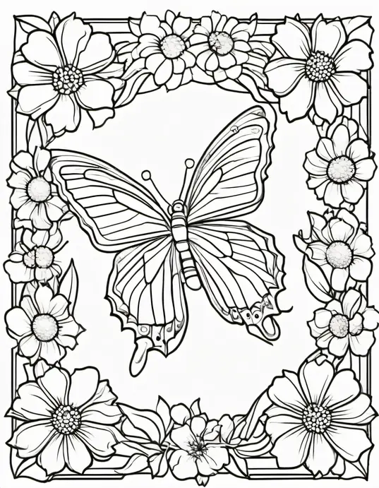 Blossoming Butterfly Coloring Page for Spring Delight