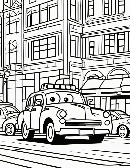 Color Police Car Parade: Fun Coloring Pages for Kids